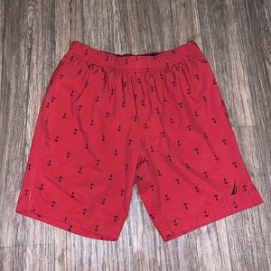 NWOT Nautica swim trunks red blue anchor